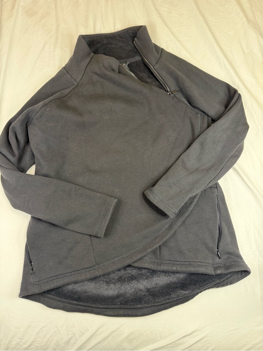 Athleta Pullover Fleece Womens L Black Quarter Zip Jacket Athletic Top